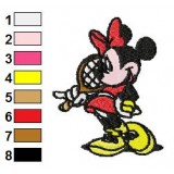Minnie Mouse Tennis Player Embroidery Design